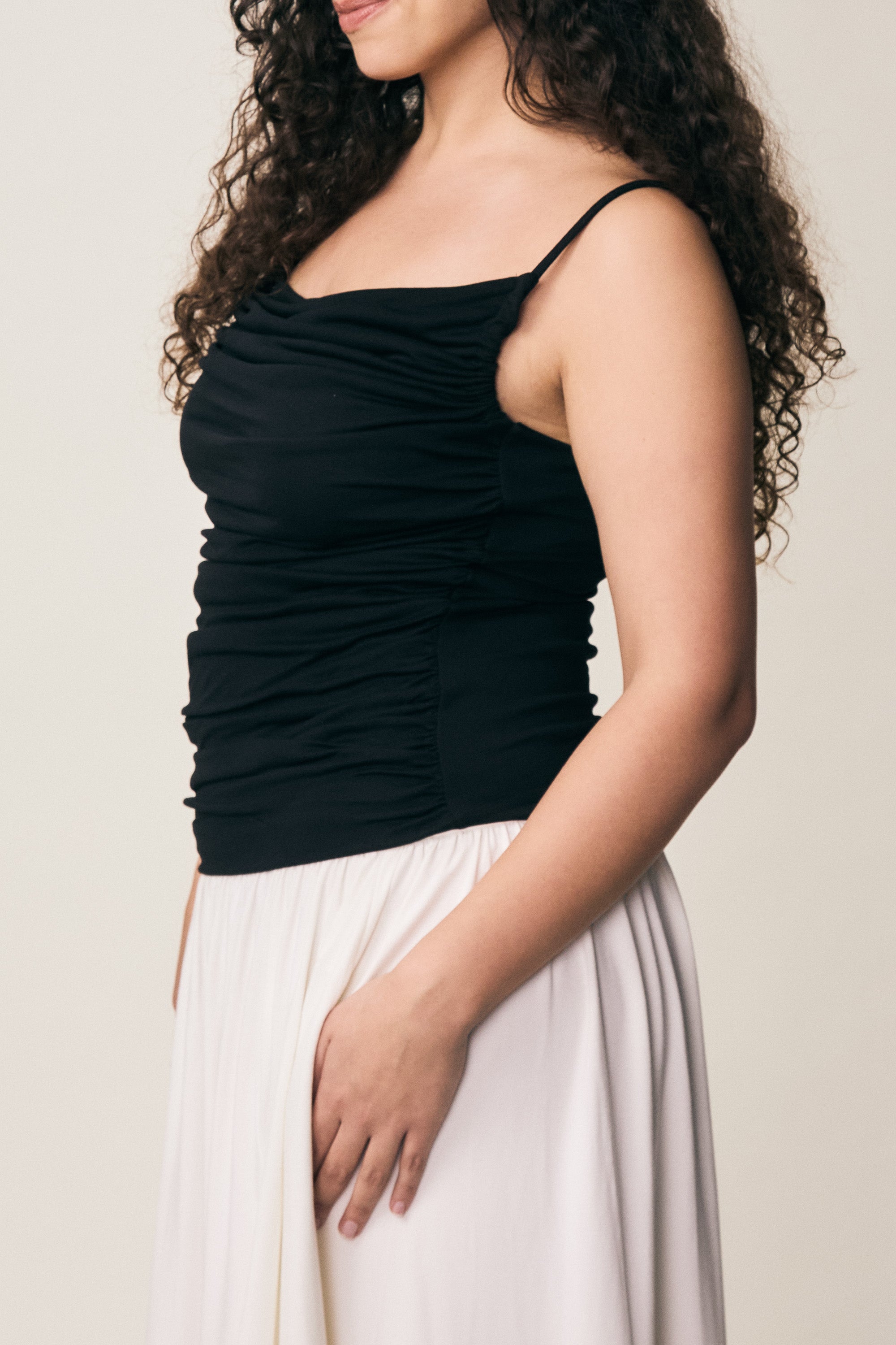 VIVEH Abeba top in Coconut Milk – styled view