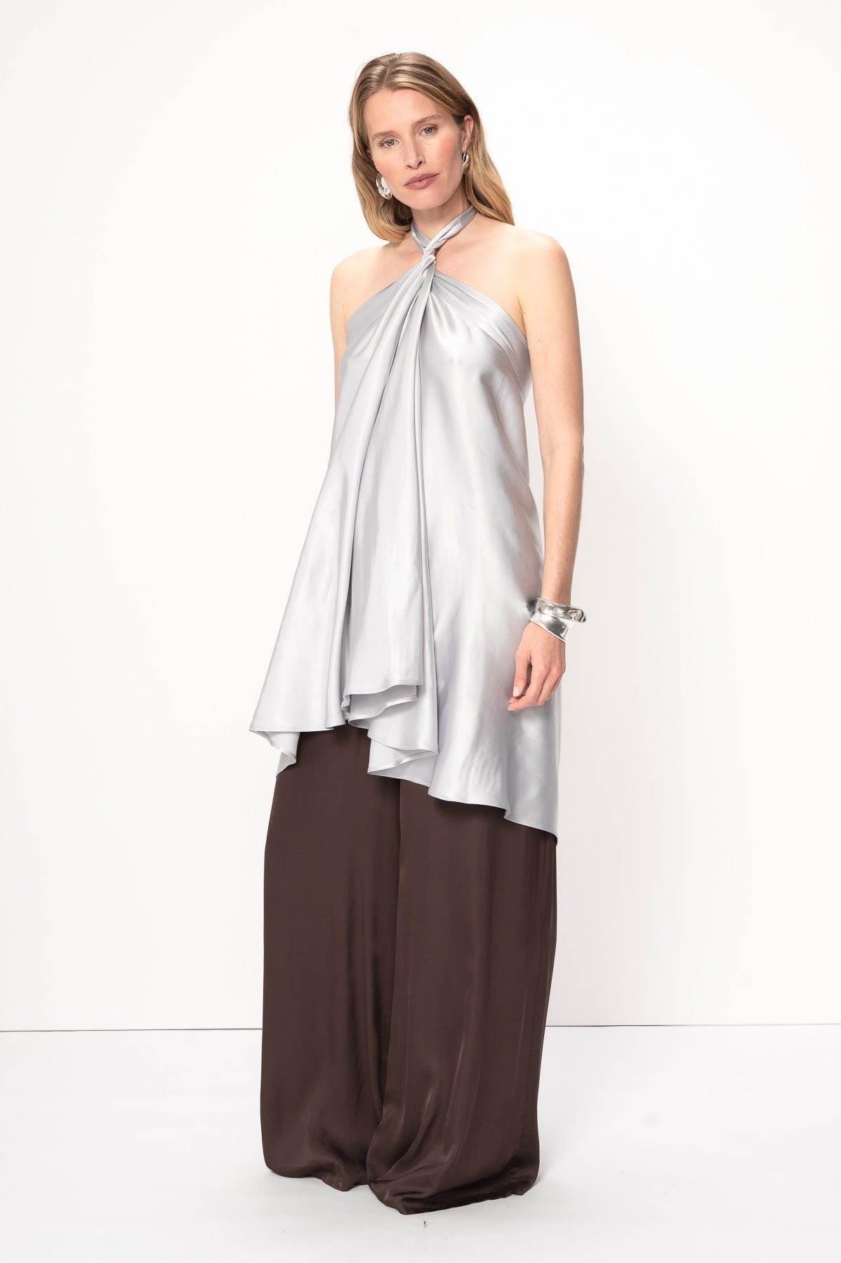 VIVEH Veya skirt in Icy Blue – styled view