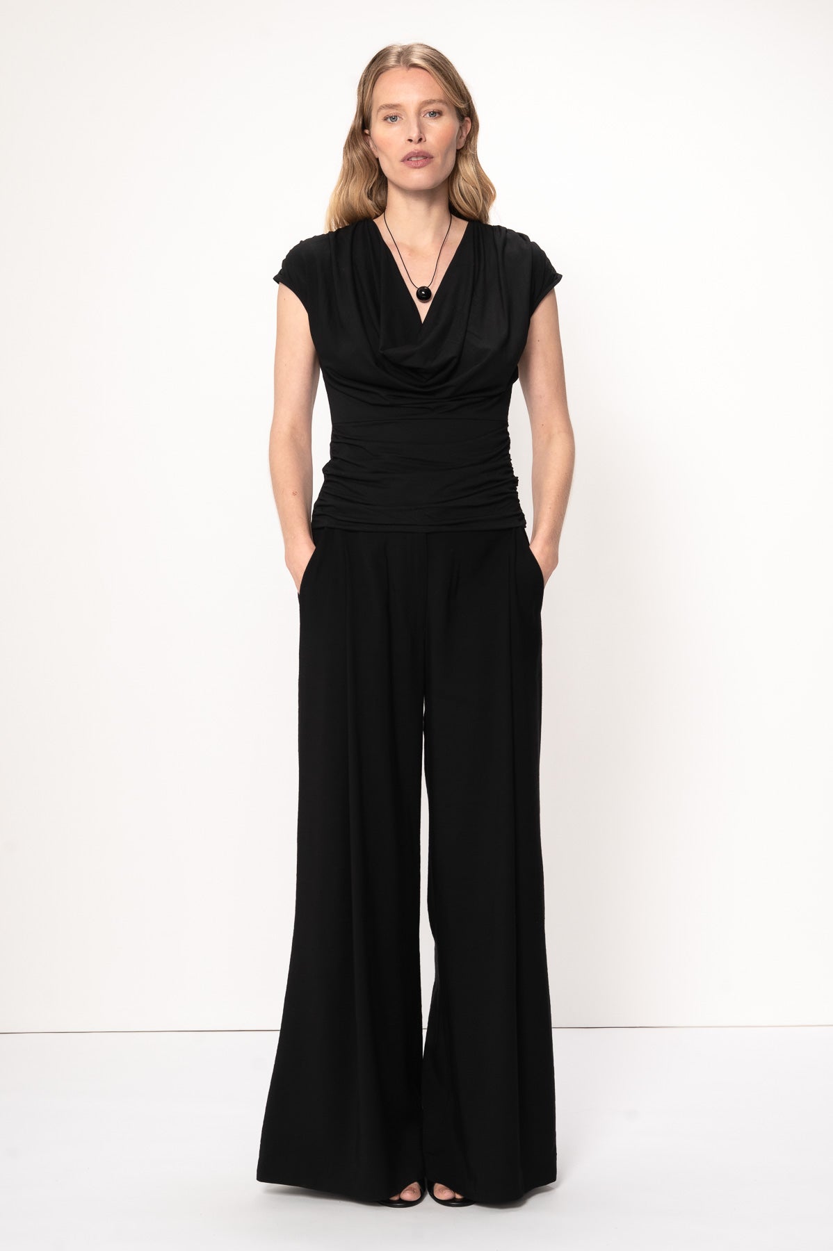VIVEH Willow top in Black – styled view