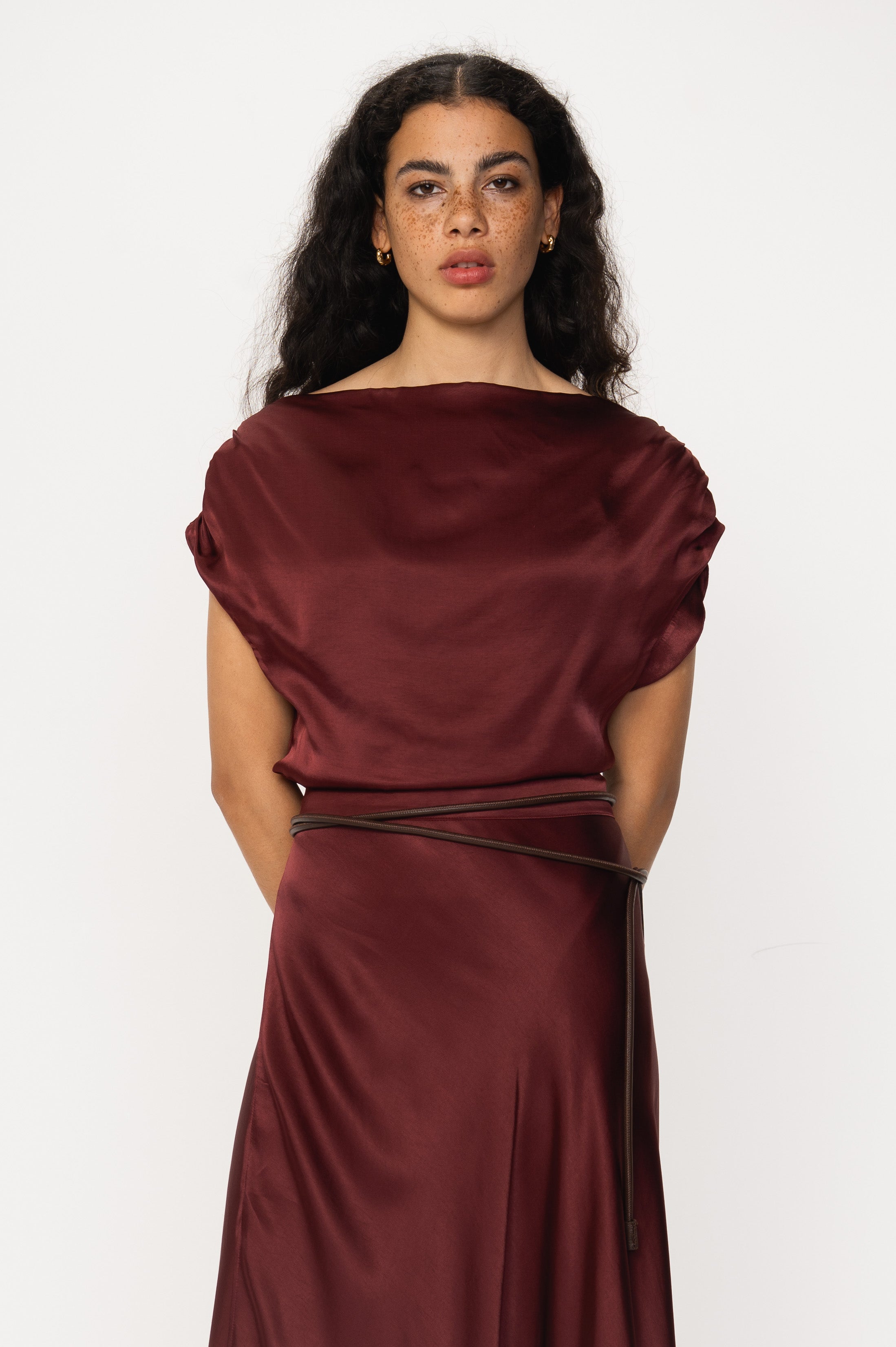 VIVEH Adhara top in Champagne – styled view