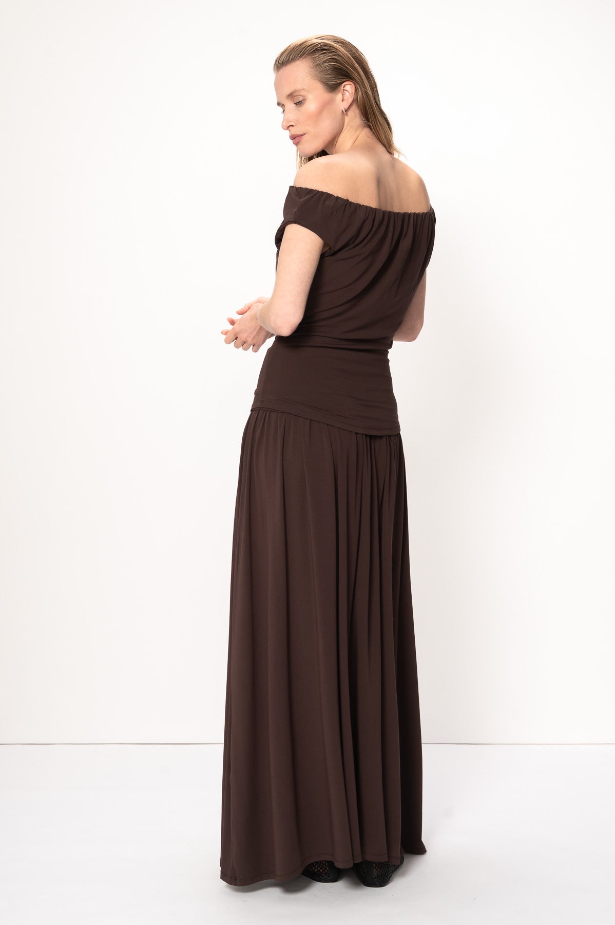 VIVEH Petunia skirt in Coconut Milk – styled view