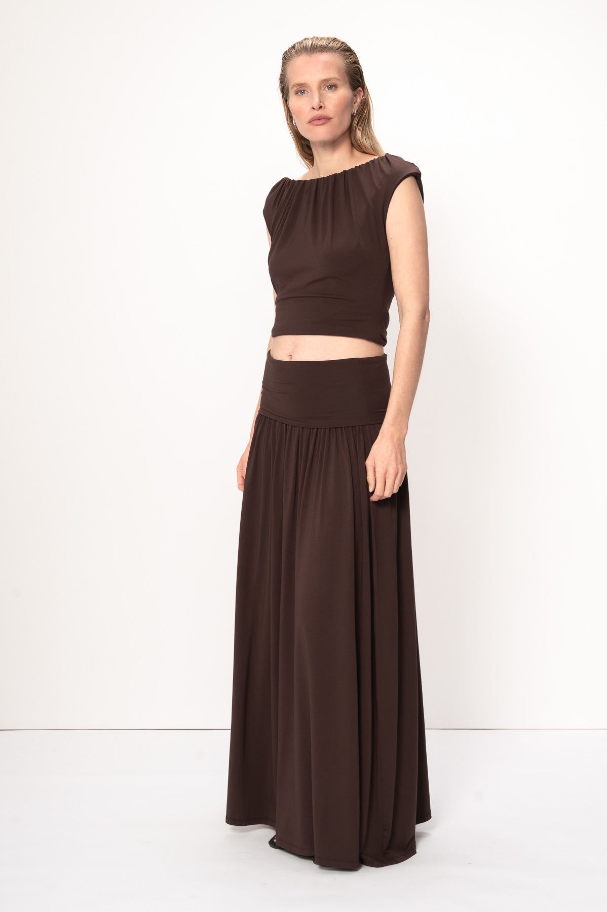 VIVEH Petunia skirt in Coconut Milk – styled view