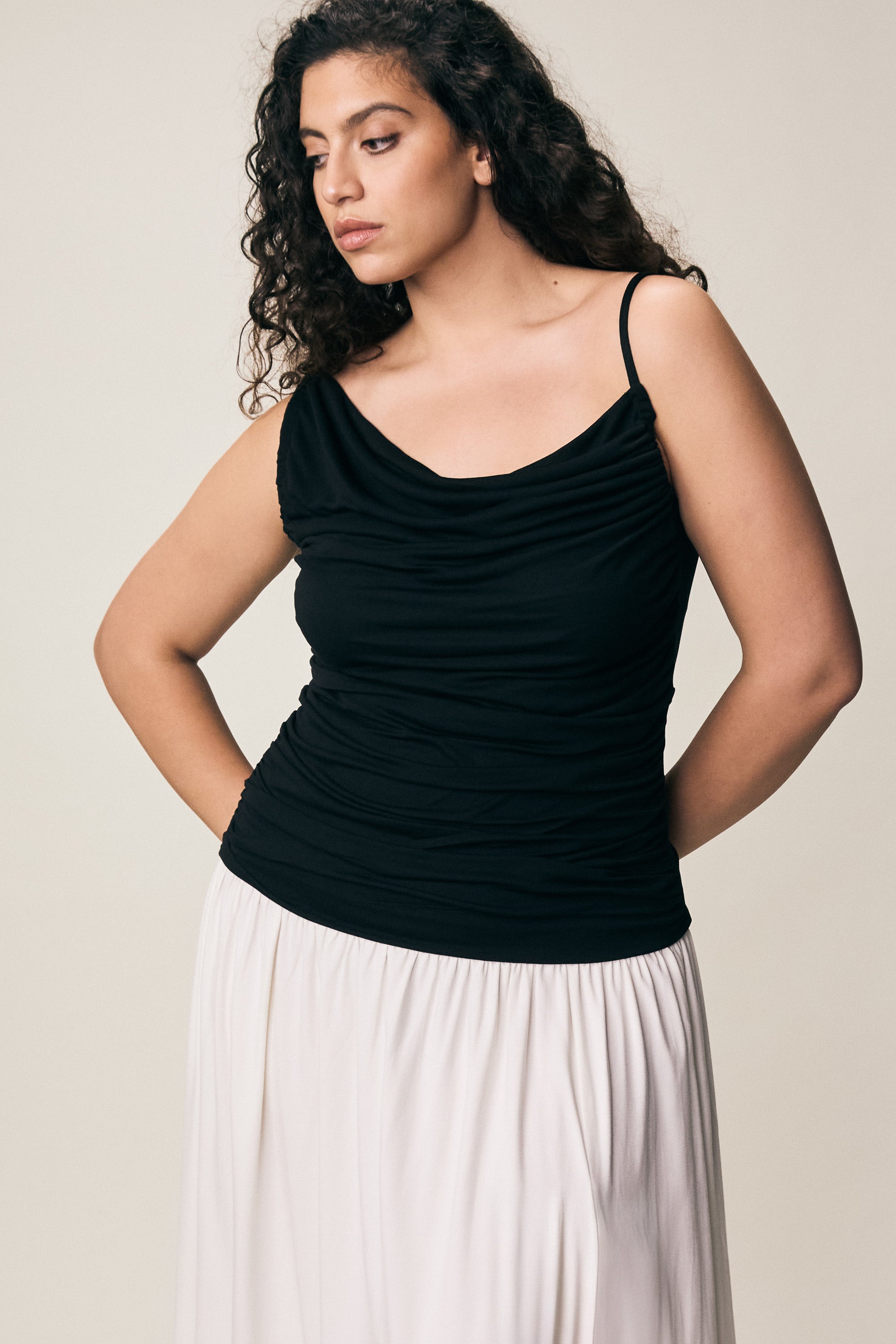 VIVEH Abeba top in Coconut Milk – styled view