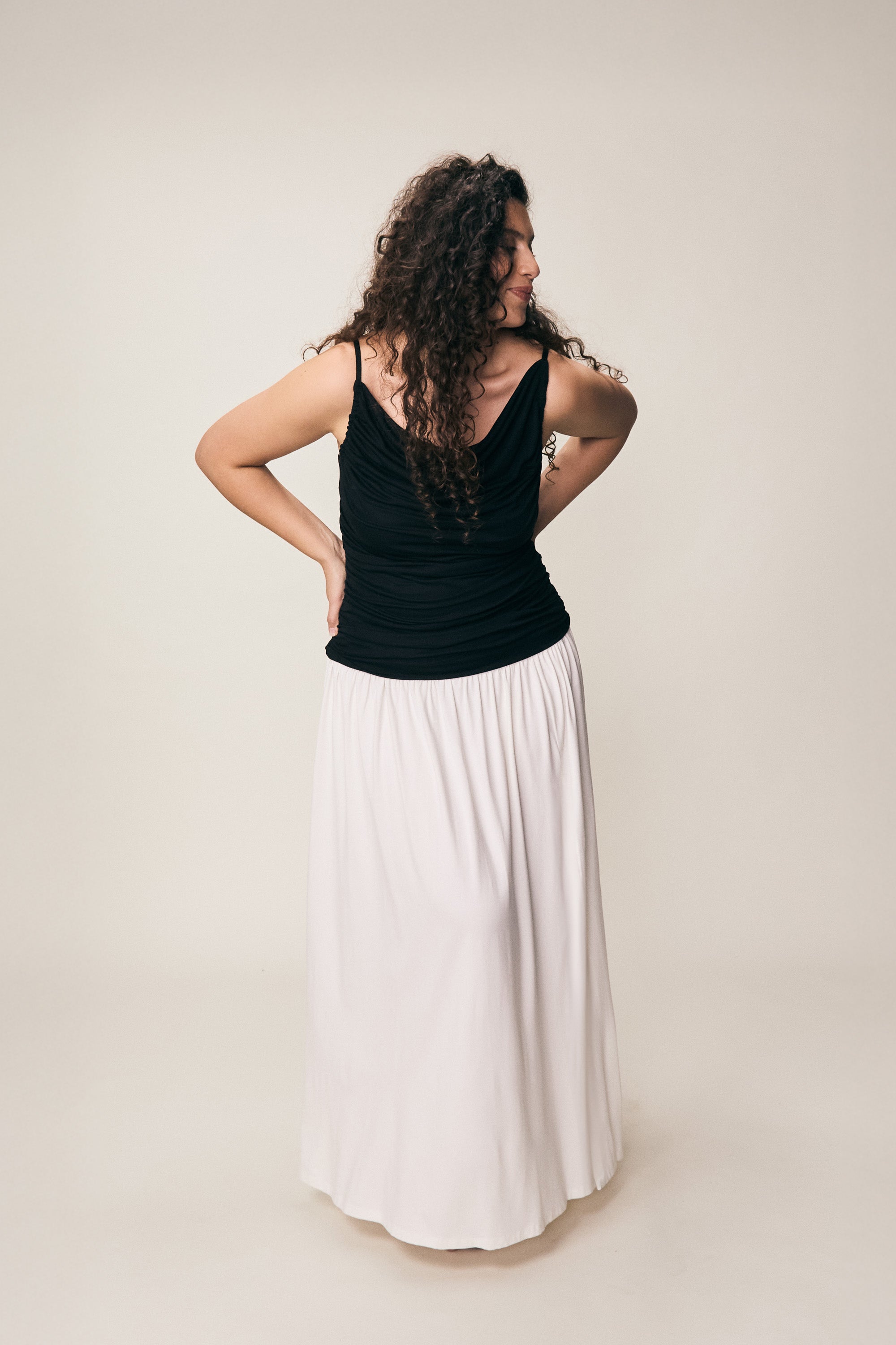 VIVEH Abeba top in Coconut Milk – styled view