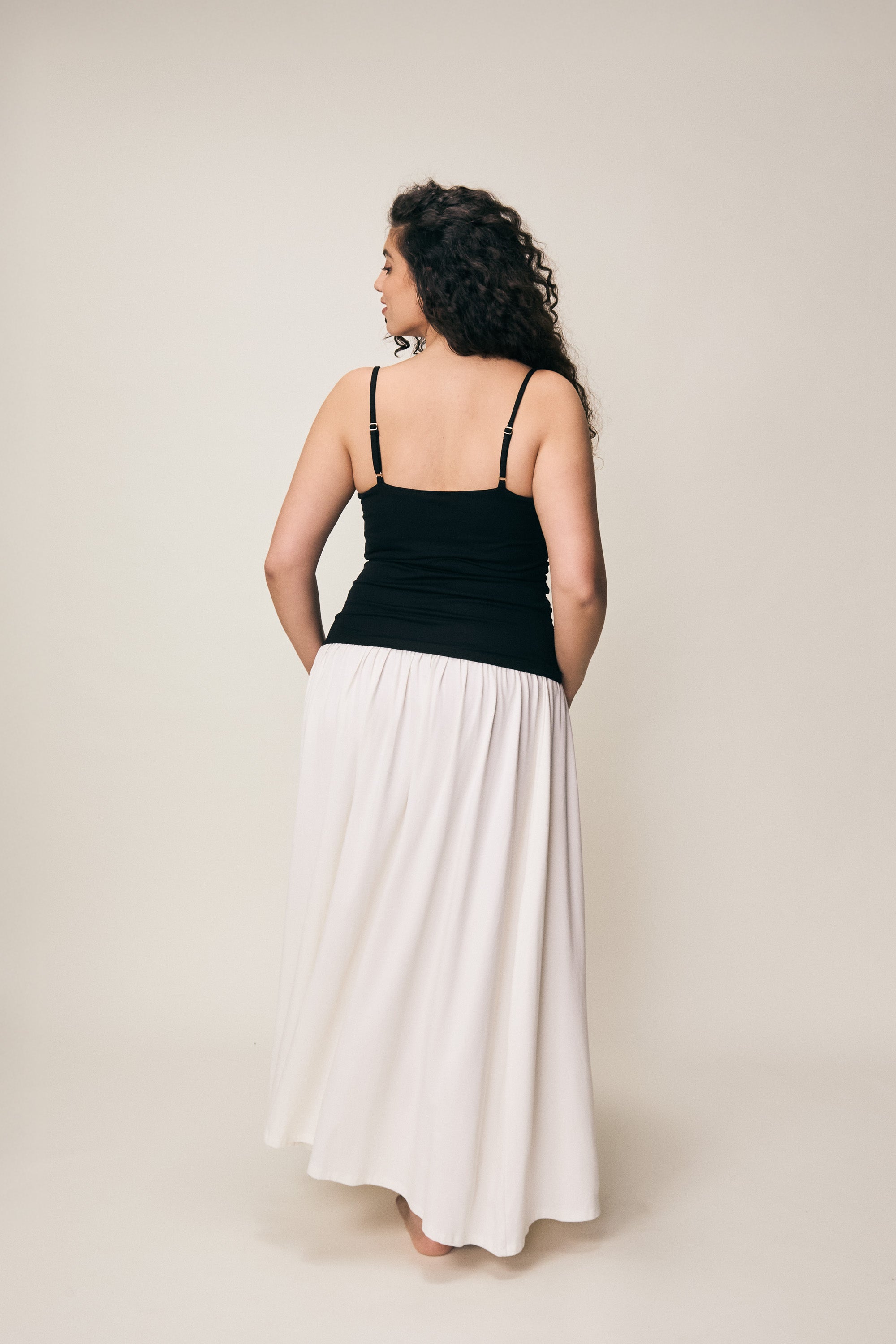 VIVEH Abeba top in Coconut Milk – styled view