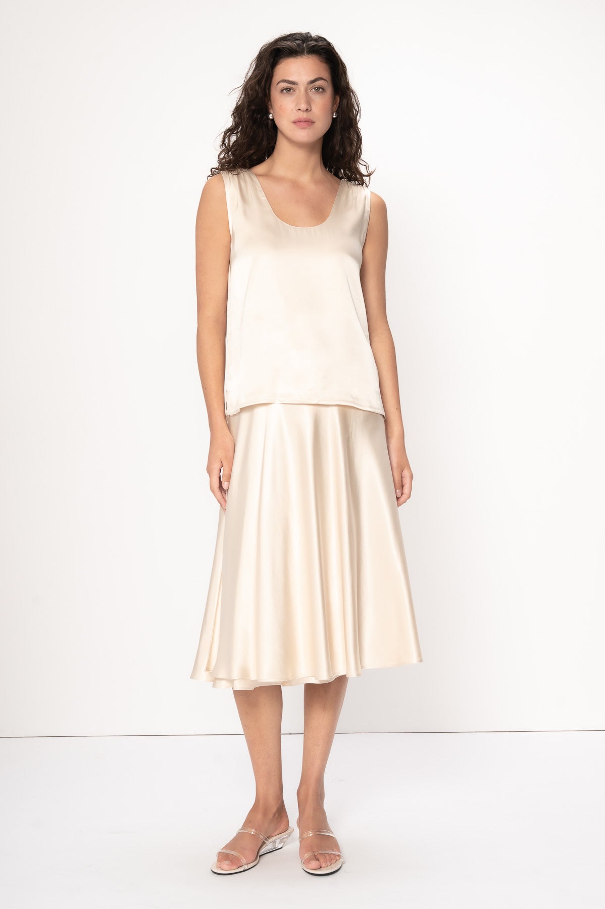 VIVEH Veya skirt in Champagne – back view