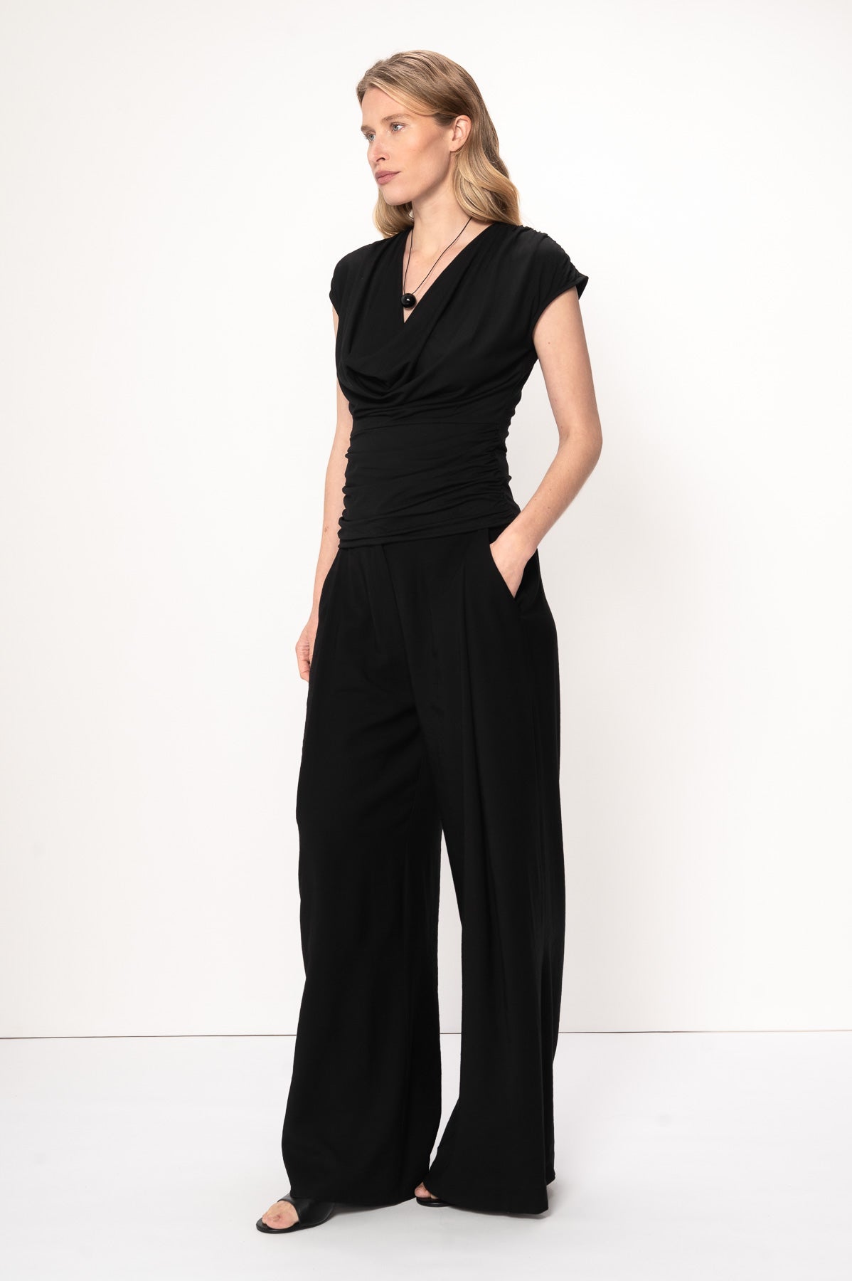 VIVEH Willow top in Black – styled view