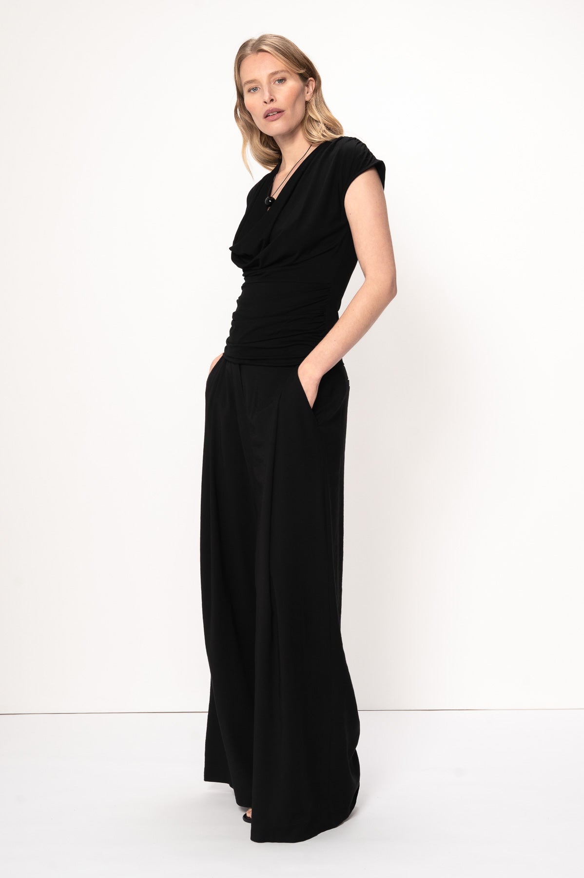 VIVEH Willow top in Black – styled view